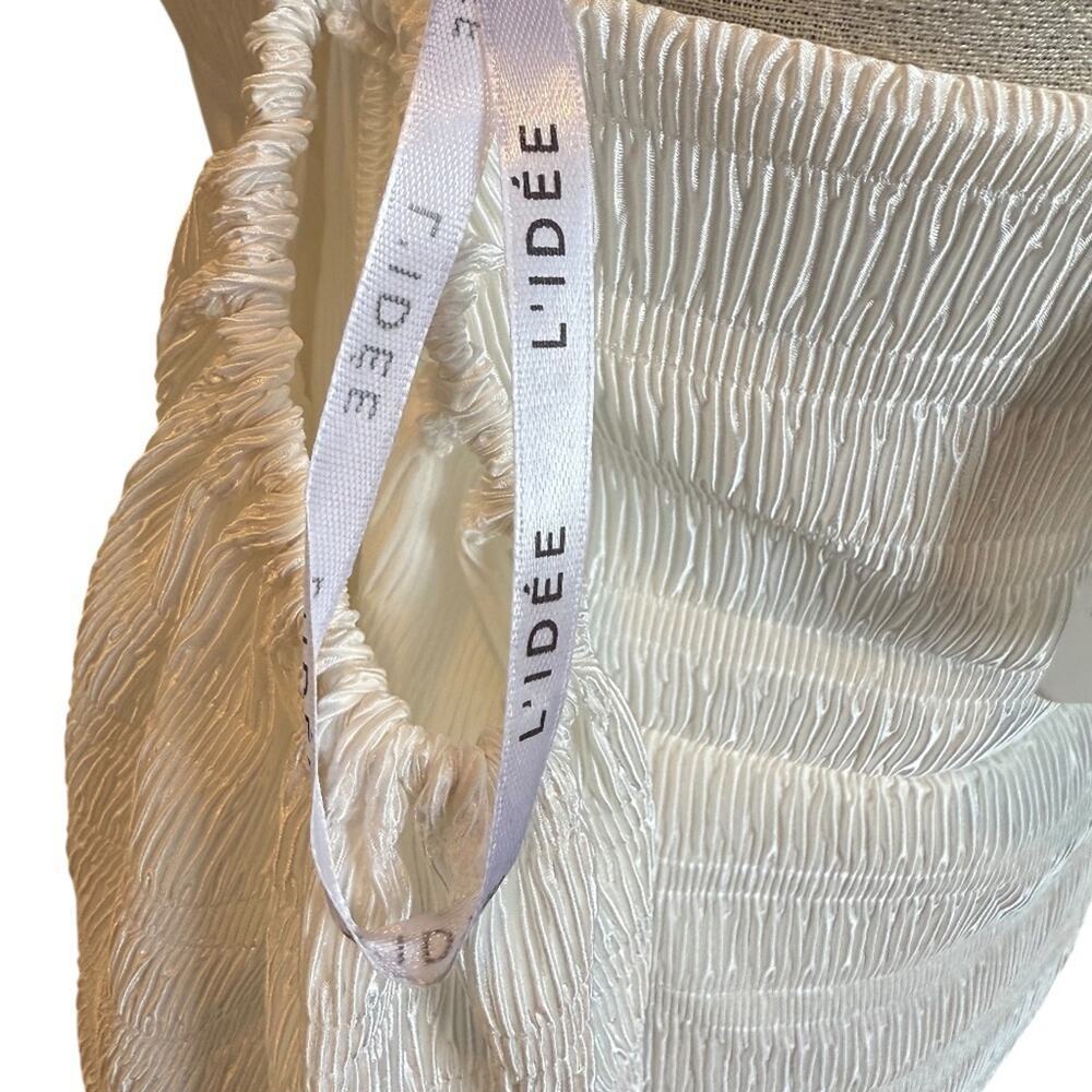 L'IDÉE Women's Art Deco Puff Sleeve Minidress Blanc 14 NWT - Picture 9 of 10